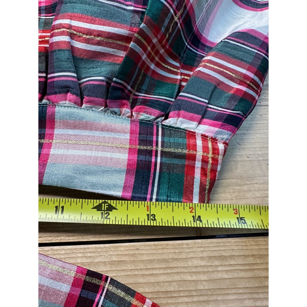 Crown Ivy Plaid Bow Skirt Womens Size 6‎ Red Green White Pink Gold Metallic - Picture 6 of 7